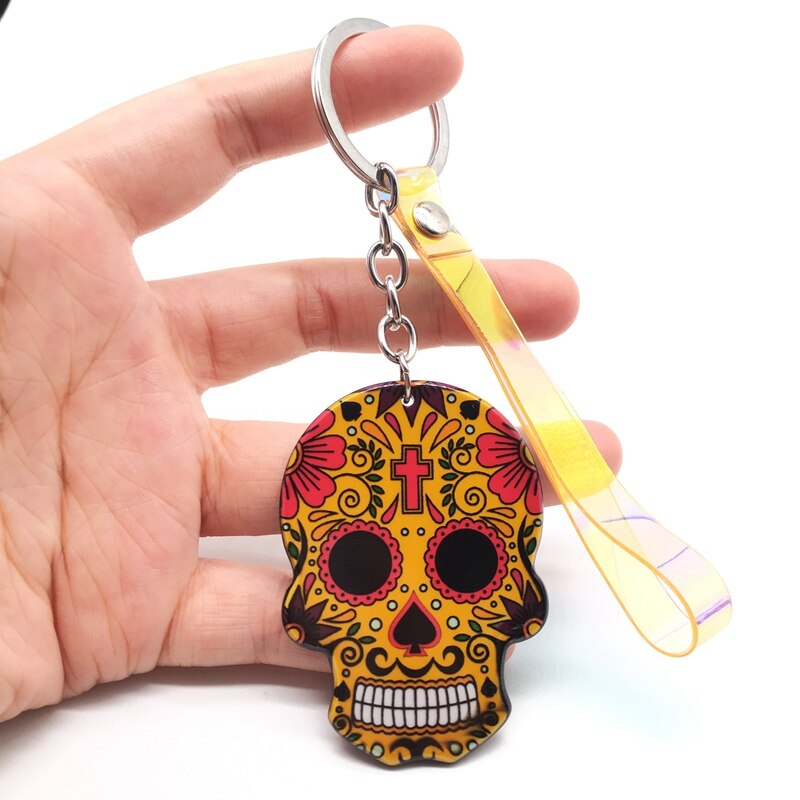 Keychain Calavera Sweet Whimsical Skull Key chain Keyring