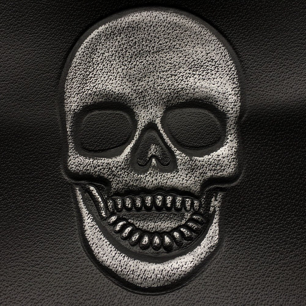 Motorcycle Tool Skull Logo Black PU Leather Saddle Bags