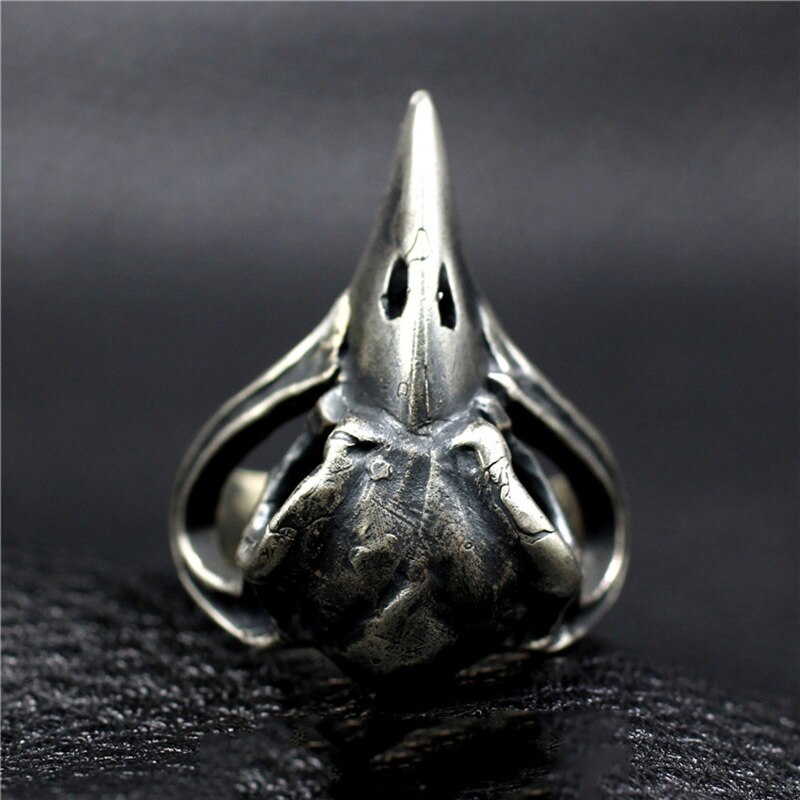 Solid 925 Sterling Silver Jewelry Skull Bird Rings For Men Antique Retro Punk