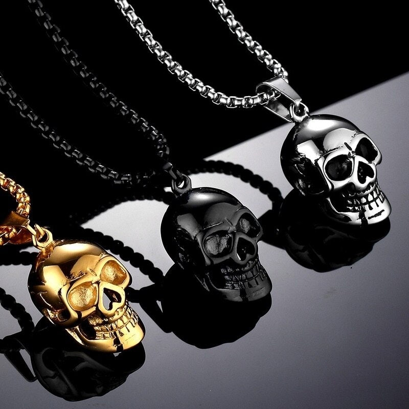 New retro skull pendant necklace men women chain necklace