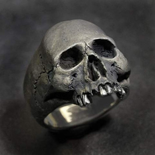 New Vintage Zinc Alloy Skull Silver Color Ring Mens Skull Biker