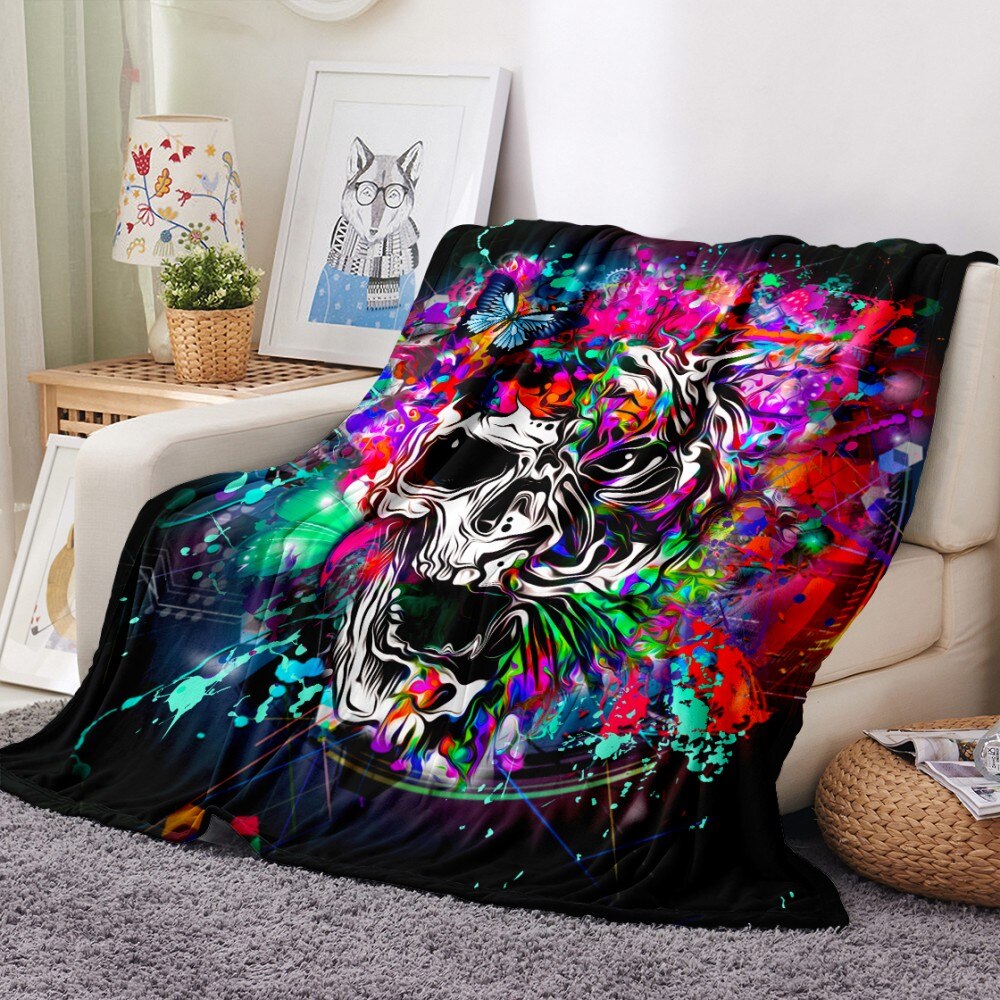 Sugar Skull Flannel Blanket All Season Warm Thick Blanket