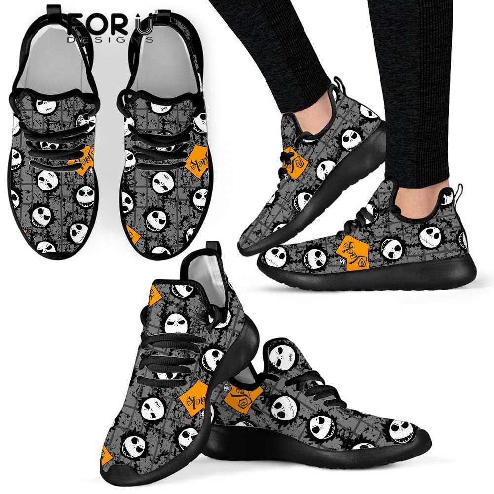 The Day Before Christmas Pattern Women Skull Black