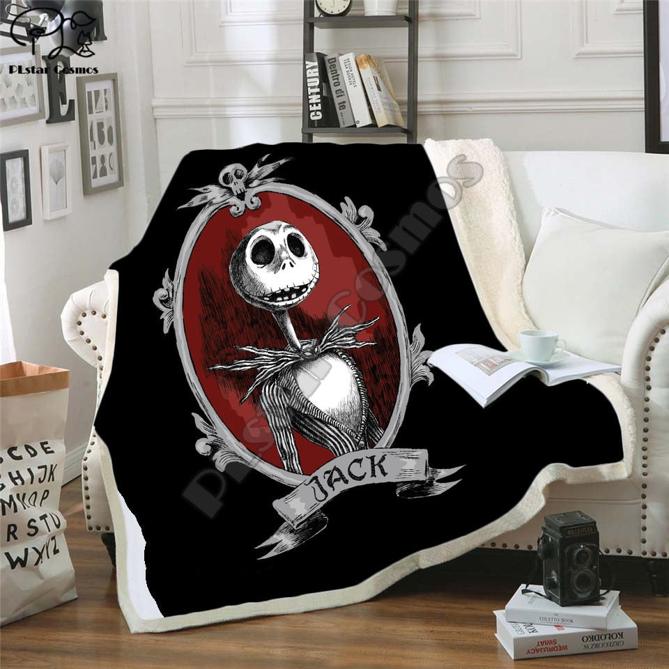 The Nightmare Before Christmas Jack Skull Sherpa Blanket  Plush