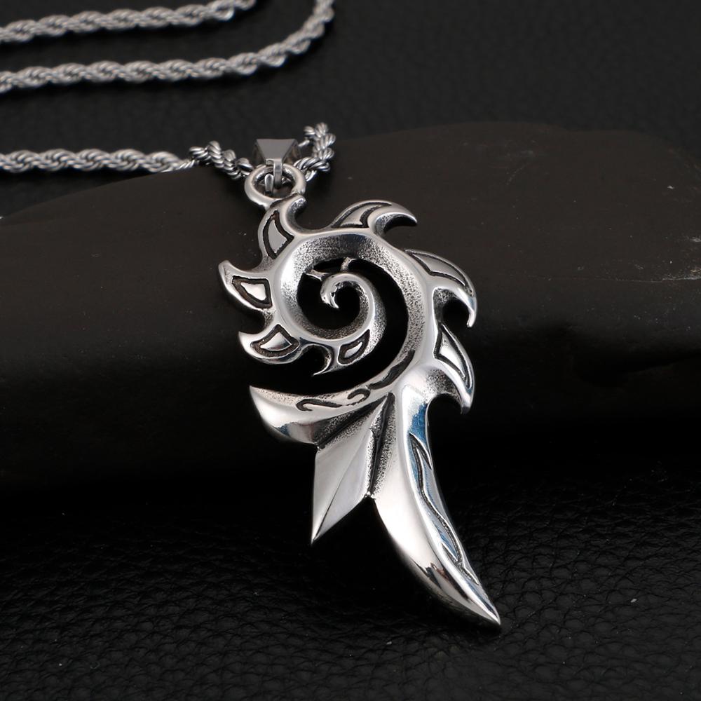 Flame Fire Biker Pendant Necklace Stainless Steel