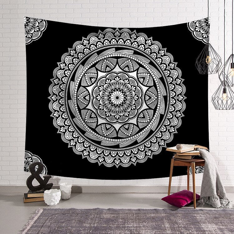 Psychedelic Gothic Skull Tapestry Romantic Flower Death Art Painting Wall