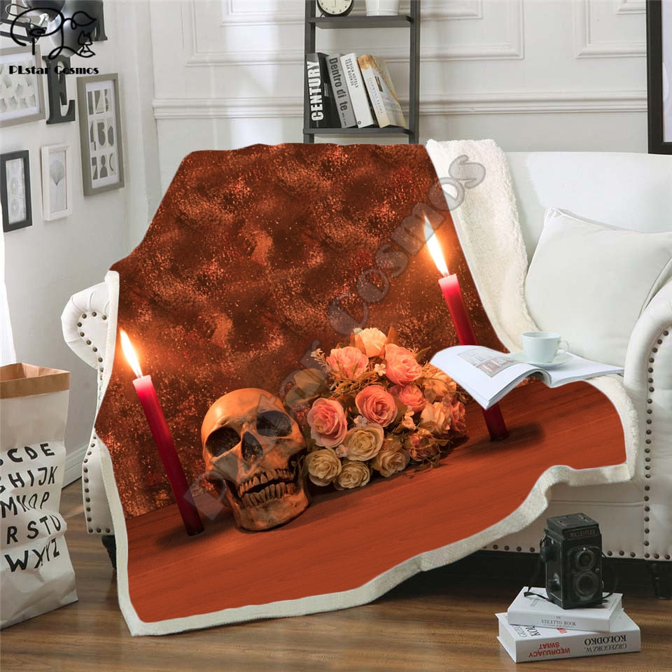 flower skull 3D Bedding Outlet good quality Blanket Sherpa Blanket