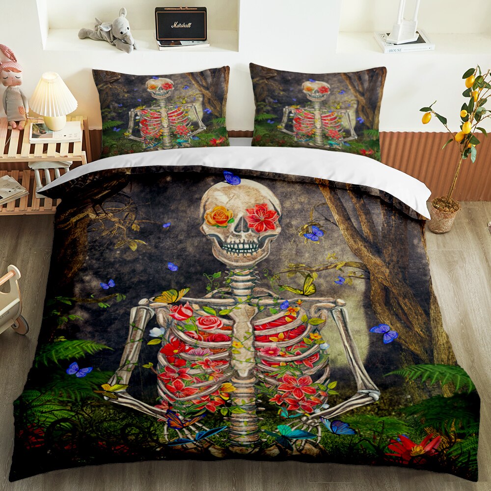 Sugar skull 3D Printed bedding set Luxury Duvet Cover Pillowcase