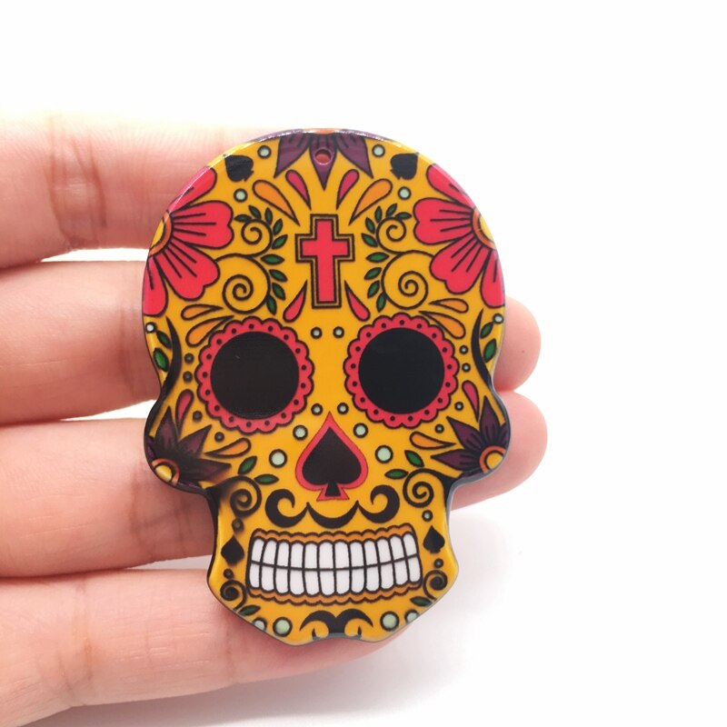 10pcs Charms Sugar Skull Halloween Charms for Jewelry Making Calavera