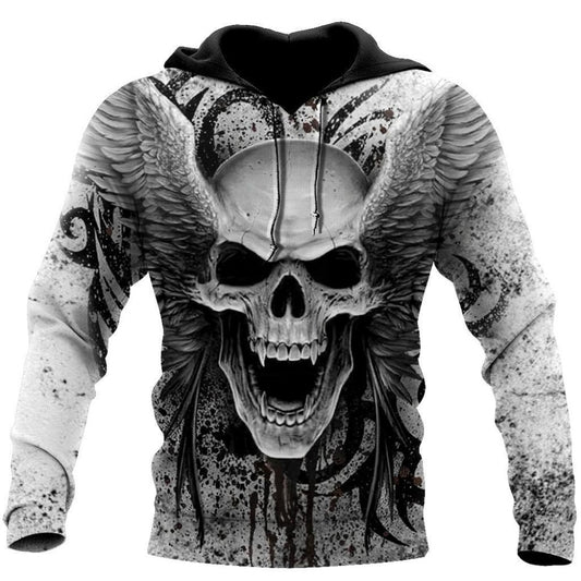 Crazy Skull With Angel Wings 3D All Over Printed Unisex Deluxe Hoodie Men Sweatshirt Zip Pullover Casual Jacket Tracksuit