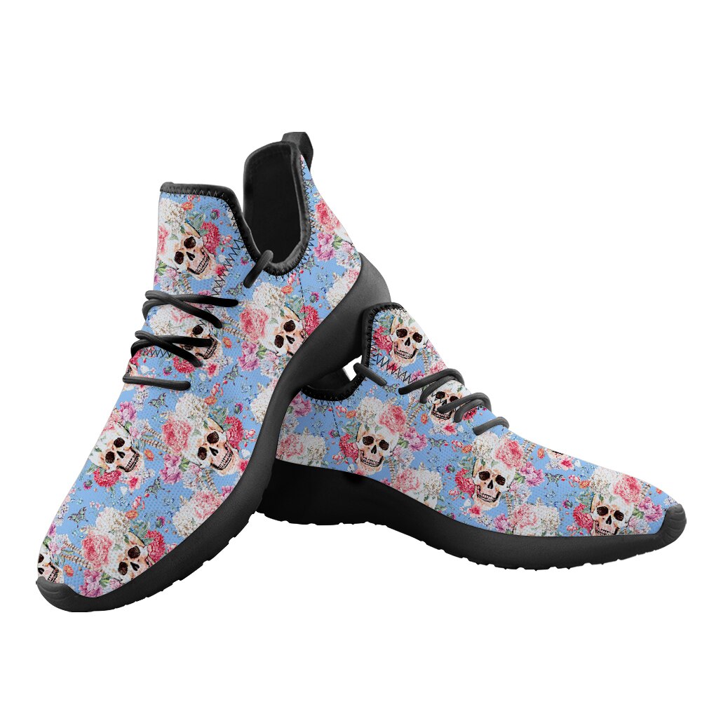 New Skull Flower 3D Pattern Breathable Mesh Shoes