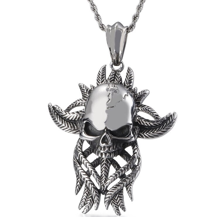 Gothic Skull Head Pendants Necklaces For Men