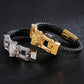 Lion Head Mens Bracelets & Bangles Braided Genuine Leather Bracelet