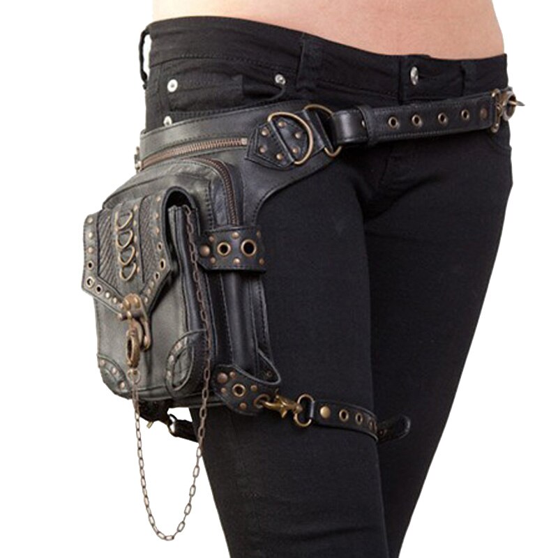 Steampunk Skull Bags Men Motorcycle Waist Belt Bag