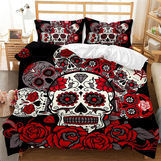 Sugar Skull Bedding Sets Halloween Gift Duvet Cover Comforter Bedding Set