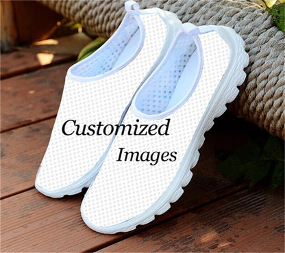 Breathable Ladies Mesh Flat Shoes Brand Design Sugar Skull