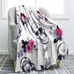 Skull Blanket Floral Skull Throw Blanket Black White Background Sherpa Flannel Blanket