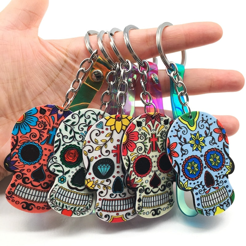 Keychain Calavera Sweet Whimsical Skull Key chain Keyring