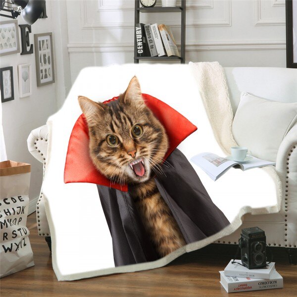 Cute Cats Throw Blanket on Sofa Bed Doodle Flowel Sherpa Fleece Blanket