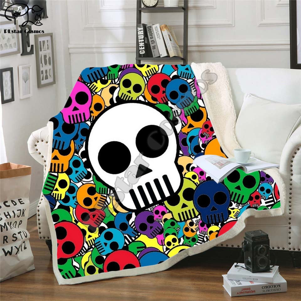 flower skull 3D Bedding Outlet good quality Blanket Sherpa Blanket