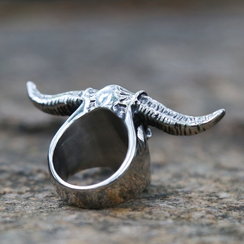 2020 New Goat Head Skull Rings Mens Gothic Animal Rings