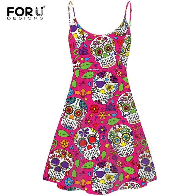 Vintage Sugar Skull Brand Designer Sleeveless Party Dress