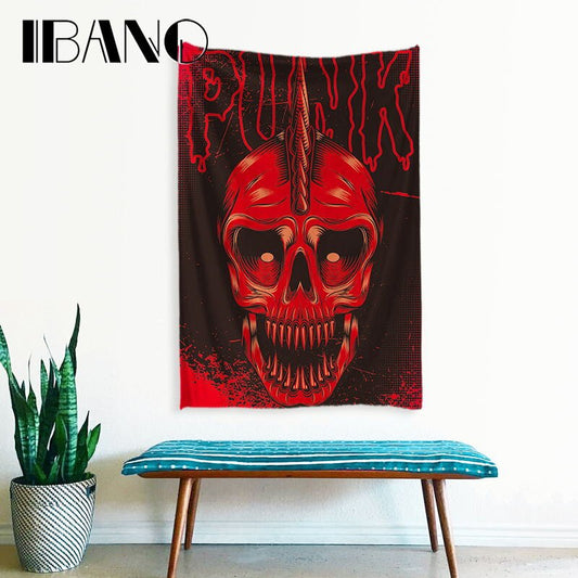 Punk Music Skull Tapestry Art Wall Hanging Blanket Home Decoration