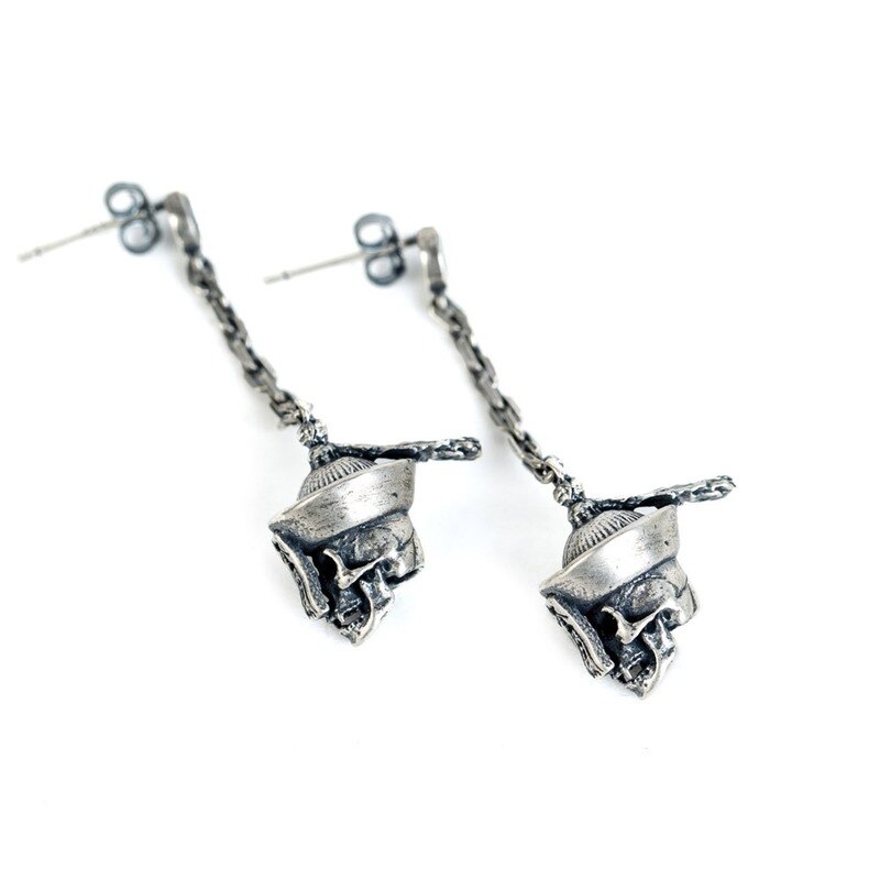 Night 925 Sterling Silver Creative Cool Skull Retro Earrings