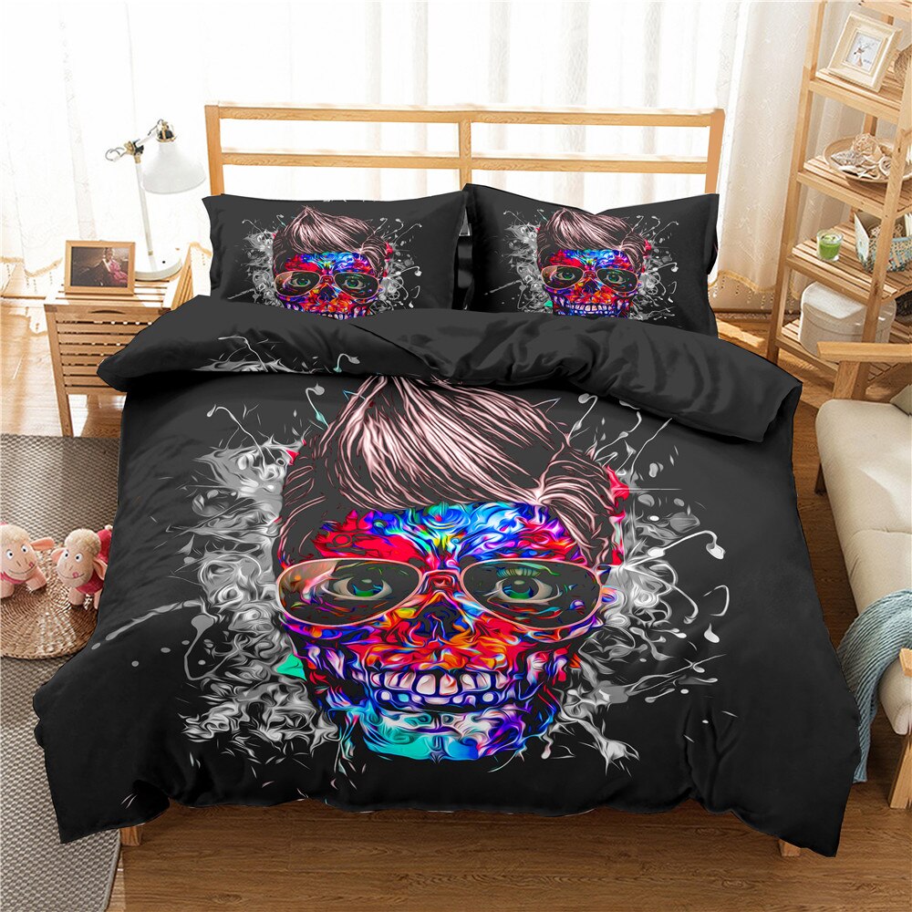 Gothic Skull  Bedding Set Twin Full Queen King Double Sizes Duvet Cover Sugar Skull