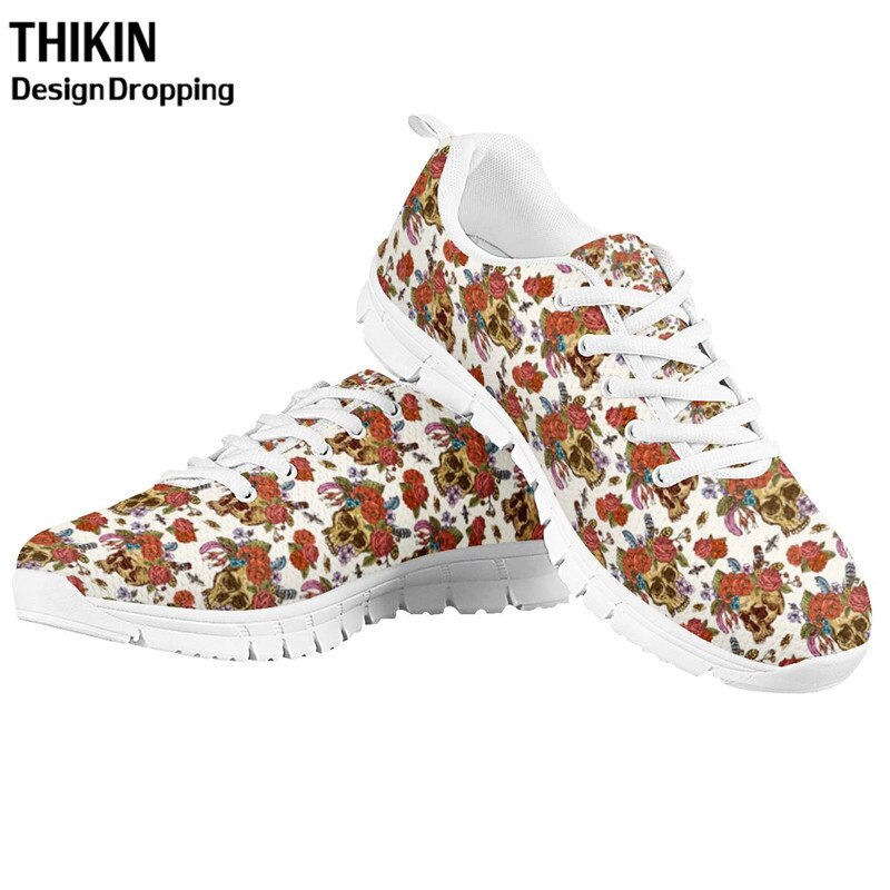 Stylish Skull Rose Floral Printing Women's Causal Shoes Woman