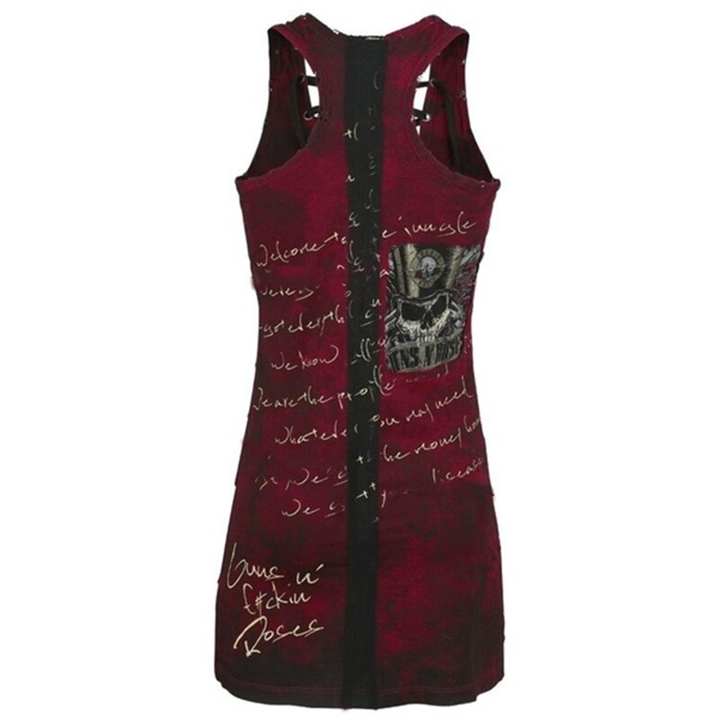 Punk Style Womens Club Gothic Skull Printing Vest Sexy Bandage Sleeveless O Neck Camisole Mini Dress Plus Size