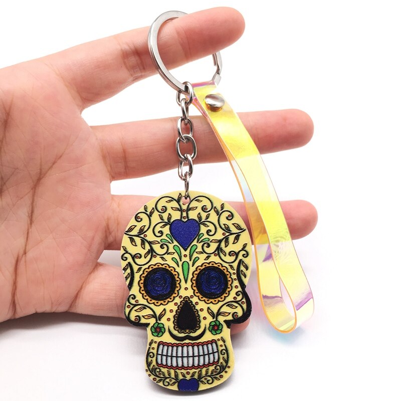 Keychain Calavera Sweet Whimsical Skull Key chain Keyring
