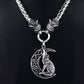 Men stainless steel necklace viking wolf head with Odin