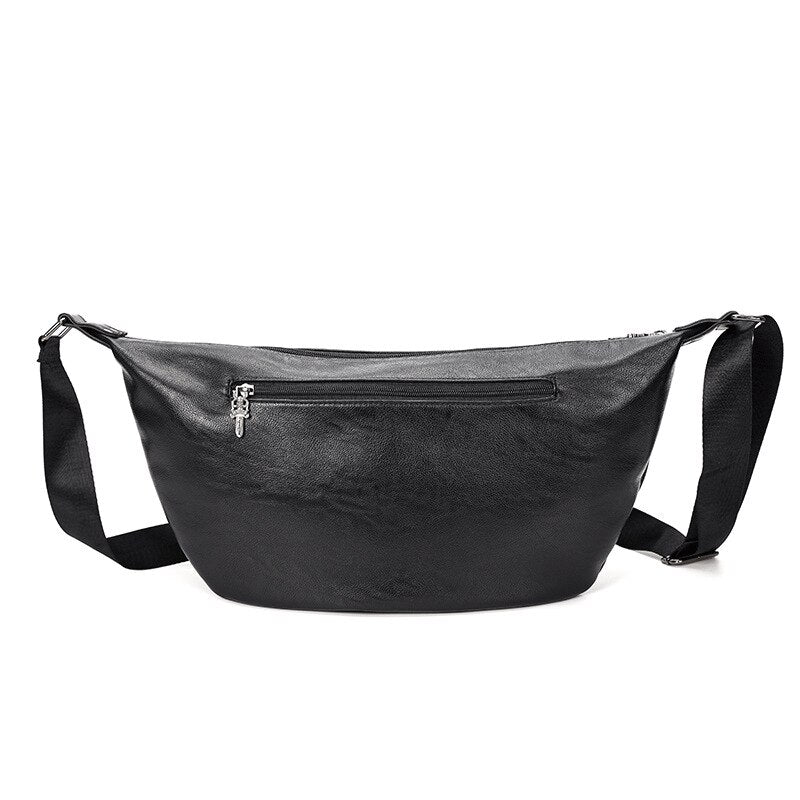 Chest Bag For Men Skull Black Leather Belt Bag