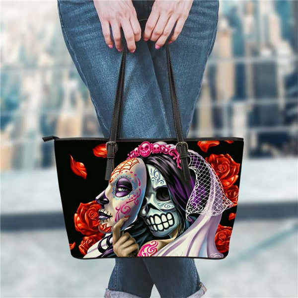 Gothic Girls Skull Brand Women's Bags High Quality Female Large Handbags Tote