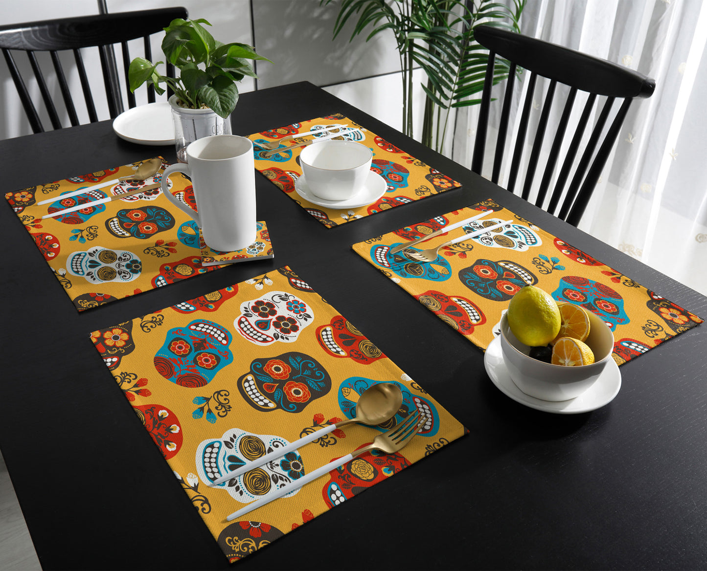 Mexican Skull Table Runner Wedding Table Decor Party Dining Table Mat Placemat