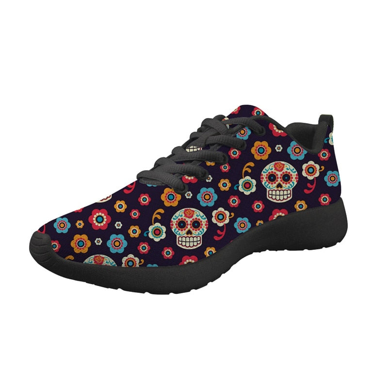 Sugar Skull Printing Flat Sneakers for Women