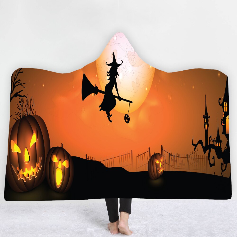 Halloween Skull Series Sherpa Fleece Hooded Blanket