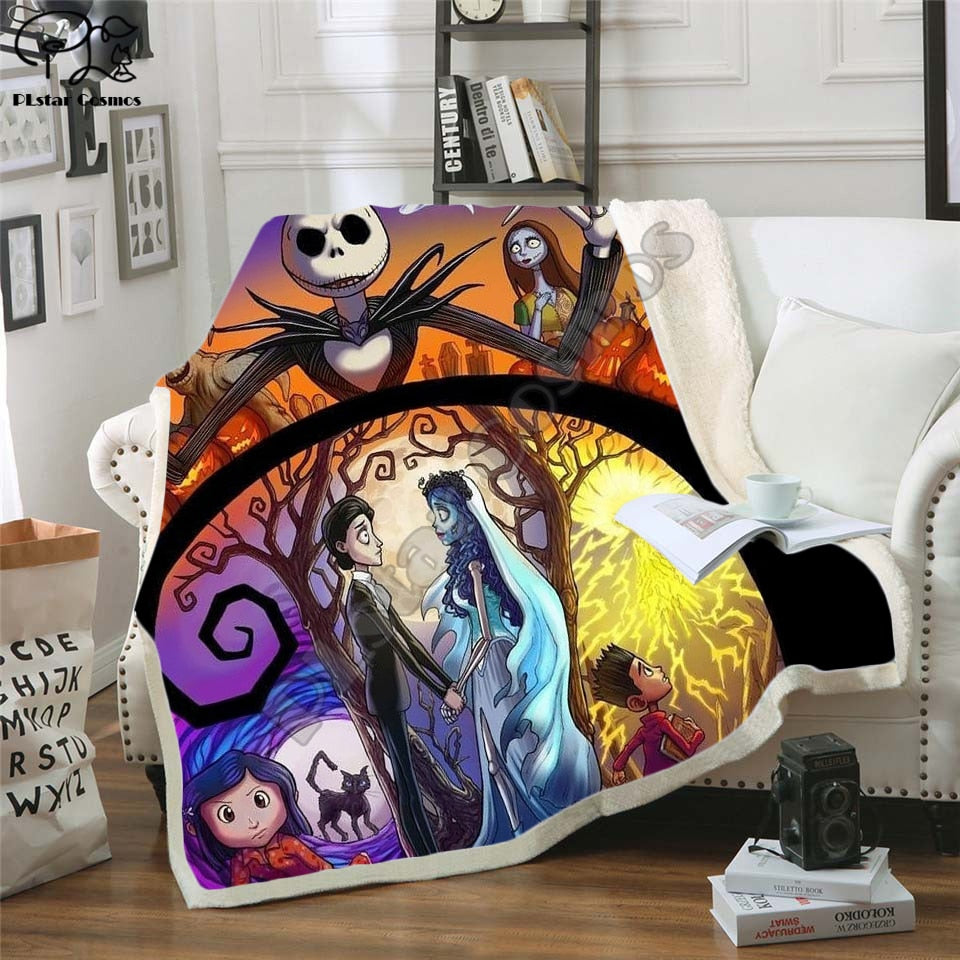 The Nightmare Before Christmas Jack Skull Sherpa Blanket  Plush Velvet Warm