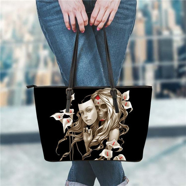 Gothic Girls Skull Brand Women's Bags High Quality Female Large Handbags Tote