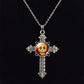 Sugar Skull Picture Glass Dome Cross Pendant Chain Necklace Punk Jewelry