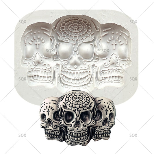 Skull  Silicone Molds Resin Clay Soap Candle Mold Halloween Fondant Cake