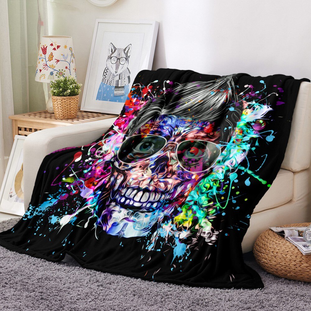 Sugar Skull Flannel Blanket All Season Warm Thick Blanket