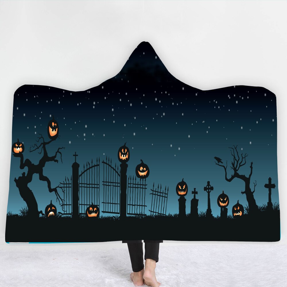 Halloween Skull Series Sherpa Fleece Hooded Blanket