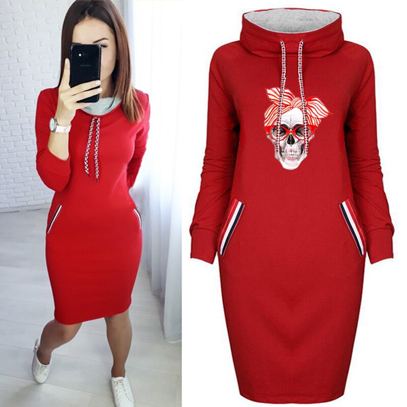 2020 Women Sexy Bodycon Dress Skull Printed Plus