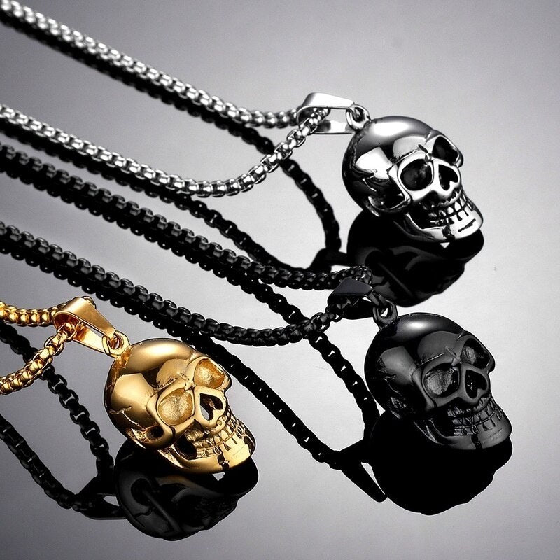 New retro skull pendant necklace men women chain necklace