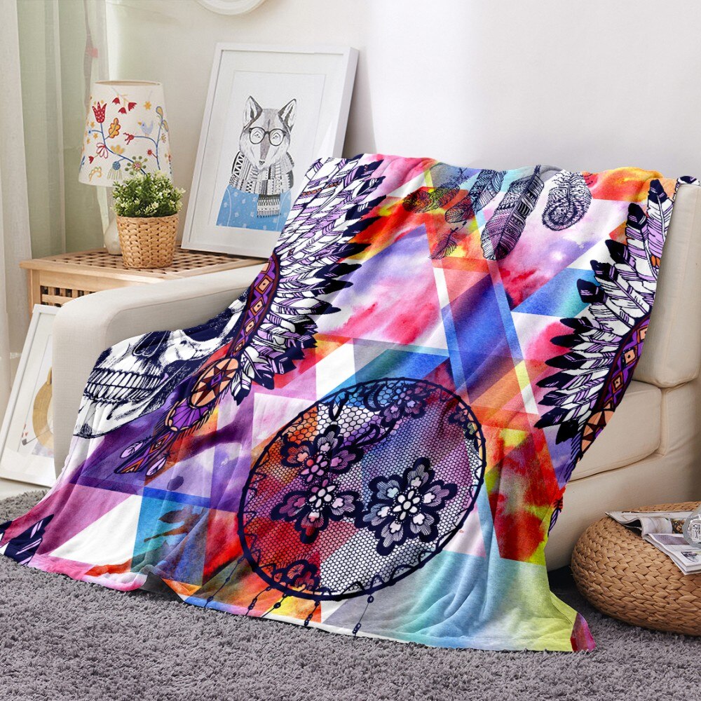 Sugar Skull Flannel Blanket All Season Warm Thick Blanket