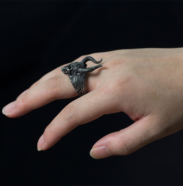 L Stainless Steel Biker Ring Baphomet Movie Jewelry Gift OSR290