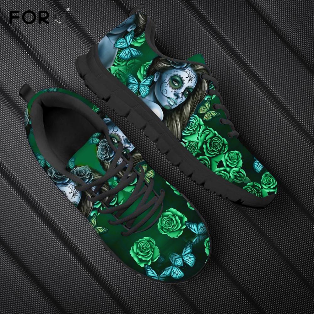 Sugar Skull Red Rose Floral Pattern Shoes Women Casual Spring/Autumn Sneakers