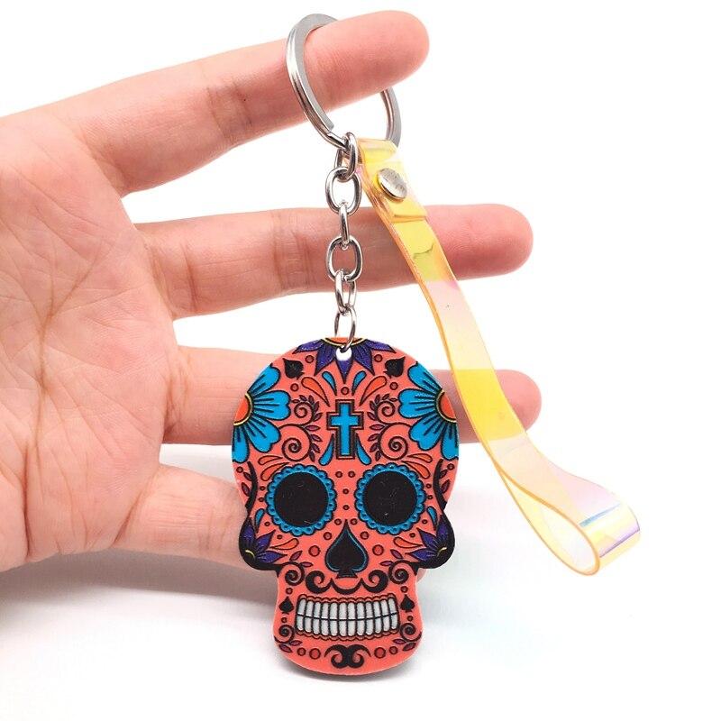 Keychain Calavera Sweet Whimsical Skull Key chain Keyring